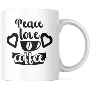 Grappige Mok met tekst: Peace love coffee | Grappige Quote | Funny Quote | Grappige Cadeaus | Grappige mok | Koffiemok | Koffiebeker | Theemok | Theebeker