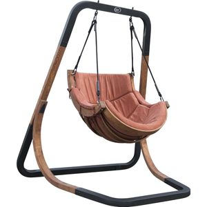 AXI Capri Schommelstoel met frame van hout - Hangstoel met Terracotta suède kussen voor volwassenen - Buiten Loungestoel met standaard