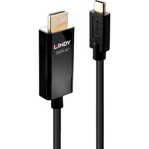LINDY 43293 USB-C-displaykabel Aansluitkabel USB-C stekker, HDMI-A stekker 3.00 m Zwart