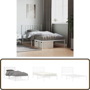 vidaXL Bedframe met hoofdbord metaal wit 100x190 cm