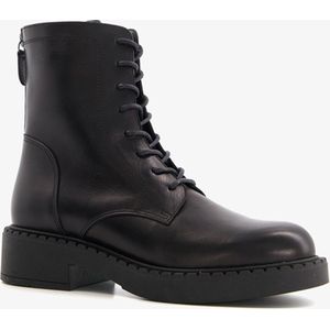 Harper leren dames veterboots met dubbele rits - Zwart - Maat 40