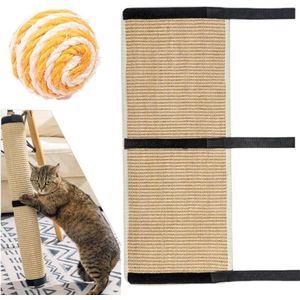 1 stuks Tafelpoot Beschermer Sisal Krabmat Meubels Scratch Pad 63cm*25cm Wrap Around Bandjes - Krabmat voor Katten + Sisalbal