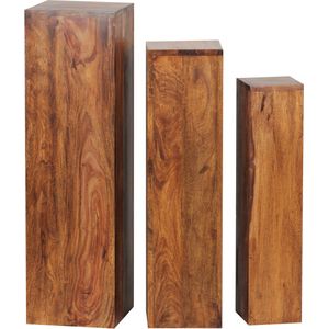 Rootz Bijzettafels - Set Van 3 - Massief Hout - - Pijlers - Decoratie - 24,5 x 85 x 24,5 cm