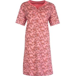 Medaillon Dames Nachthemd - 100% Katoen - Donker Roze - Maat L