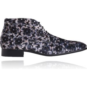 Mystic Silver Blossom High - Maat 47 - Lureaux - Kleurrijke Schoenen Voor Heren - Veterschoenen Met Print