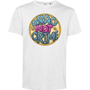 T-shirt Drag Is Not A Crime | Gay pride shirt kleding | Regenboog kleuren | LGBTQ | Wit | maat M