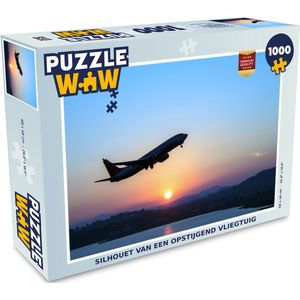 Puzzel Silhouet van een opstijgend vliegtuig - Legpuzzel - Puzzel 1000 stukjes volwassenen