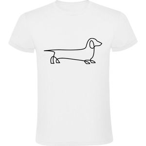 Teckel Heren T-shirt - huisdier - hond - dog - dierendag - tekening