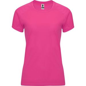 Fluorescent Donkerroze dames sportshirt korte mouwen Bahrain merk Roly maat XL