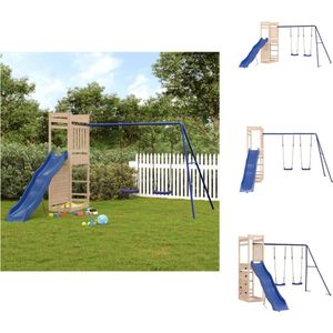 vidaXL Houten speelset - speeltuin voor kinderen - massief grenenhout - 316 x 349 x 207 cm - inclusief schommel - glijbaan en rotswand - 3-8 jaar - max - 45 kg - montage vereist - Speeltoestellencombinatie