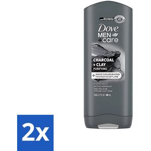 Dove - Douchegel - Men Care Elements - Charcoal & Clay - Verfrissend en reinigend - 400 ml - Voordeelverpakking - 2 stuks