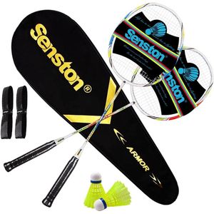 Carbon professionele badmintonrackets, lichtgewicht badmintonrackets, badmintonracketset voor training, sport en entertainment, met opbergtas