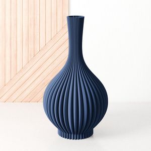Dastium Home Vaas - Blauw - H40 cm - Vaas voor zijden bloemen of kunstbloemen - Woonaccessoires voor droogbloemen - 3D geprinte vaas van gerecycled kunststof