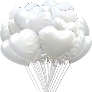 Witte hartvormige folieballonnen witte hartballonnen hartjes helium ballonnen witte folieballonnen hartvorm heliumballonnen bruiloft valentijn doop feest ballonnen decoratie