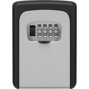 Robuuste sleutelkluis met code voor buiten - Centraal opbergen van sleutels met cijferslot - Sleutel Kastje - Grijs - Zwart
