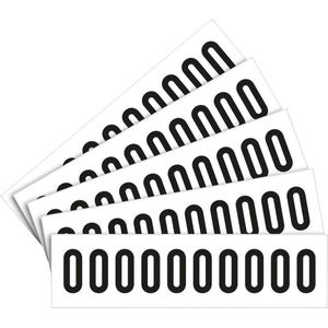 Cijfer sticker 0-9 - zelfklevende folie met laminaat - 5 x 10 stuks - zwart wit teksthoogte 60 mm Cijfer 5