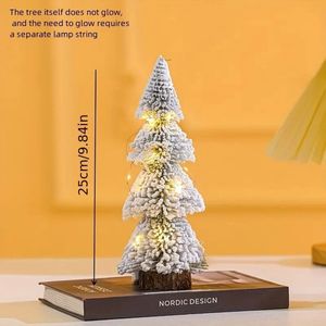 Mini kunstkerstboom - 25cm - Mini dennenboom- Miniatuur - Kerst - Toren Flocking Cedar Tree Tafelblad Kerstboom Ornament, Mini Dennen Naalden Voor Feestdecoratie
