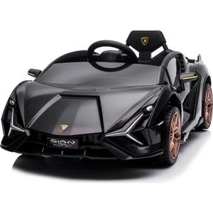 Lamborghini Elektrische Kinderauto Sian Zwart - Accuvoertuig - 12V Accu - Op Afstand Bestuurbaar - Veilig Voor Kinderen