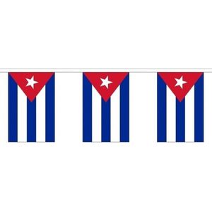 2x Buiten vlaggenlijn Cuba 3 meter - Cubaanse vlag - Supporter feestartikelen - Landen decoratie en versieringen