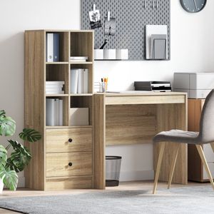 vidaXL - Bureau - met - Opbergruimte - in - Sonoma - Eikenhout