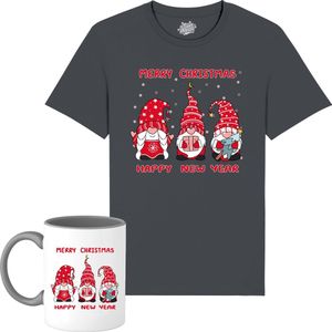 Christmas Gnomies - Foute kersttrui kerstcadeau - Dames / Heren / Unisex Kleding - Grappige Kerst Outfit - T-Shirt met mok - Unisex - Mouse Grijs - Maat XXL