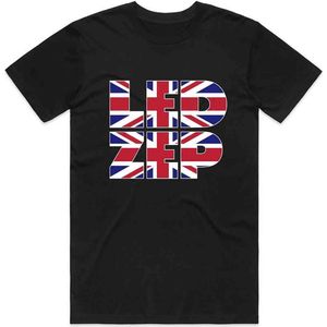 Led Zeppelin - Union Jack Type Heren T-shirt - S - Zwart