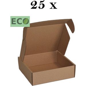 25 x ecologische Bruine Postdozen/ Verzenddozen 20x12x4.5cm / Doosjes karton / Geschenk verpakking /