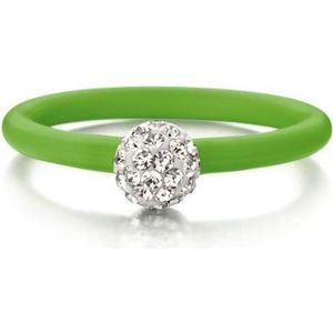 Colori 4 RNG00066 Siliconen Ring met Steen - Kristal Bal 6 mm - One-Size - Groen