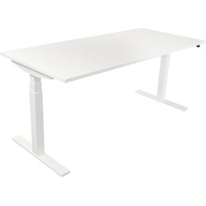 Elektrisch verstelbaar bureau 160 x 80 cm met zwart frame en zwart werkblad.