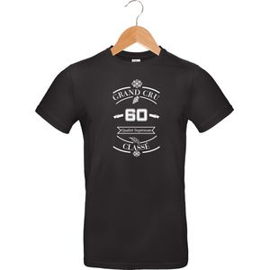 T-shirt - Grand Cru Classé - 60 - Qualité Supérieure - 100% katoen - verjaardag en feest - cadeau - unisex - zwart - maat M