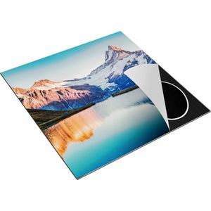 Chefcare Inductie Beschermer Bergen Landschap bij het Meer - 78x78 cm - Afdekplaat Inductie - Kookplaat Beschermer - Inductie Mat