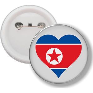 Button Met Speld - Hart Vlag Noord Korea