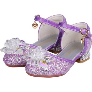 Prinsessen schoenen + Toverstaf meisje + Tiara (Kroon) - Paars - maat 25 - cadeau meisje - prinsessen schoenen plastic - verkleedschoenen prinses - prinsessen schoenen speelgoed - hakschoenen meisje