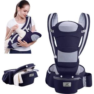 Ergonomische Babydraagzak - 15 in 1 - Donkerblauw - 0 tot 48 maanden - Babydrager -Buikdrager en Rugdrager - Baby Draagzak - Ergonomisch - Heupdrager