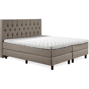 Boxspring Luxe 140x220 Capiton Taupe Lederlook