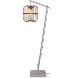 GOOD&MOJO Vloerlamp Hokkaido - Bamboe Wit/Naturel - 63x36x176cm - - Staande lampen voor Woonkamer - Slaapkamer