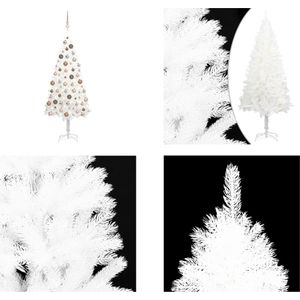 vidaXL Kunstkerstboom met LED's en kerstballen 180 cm wit - Kunstkerstboom - Kunstkerstbomen - Kerstboom - Kerstdecoratie