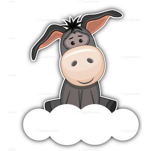 geboortebord ezeltje op wolk 75 cm