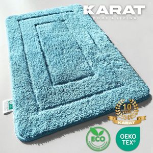 FLOORDIREKT Badmat Atlantis - Rechthoekig - Anti-Slip Achterkant - Modern Badkamermat - Turquoise - 60 x 100 cm