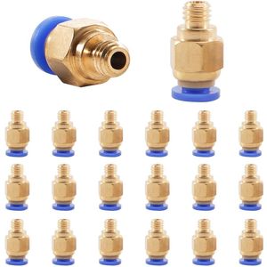 20 stuks PC4-M6 pneumatische connectoren voor PTFE-slang - snelverbinder voor 3D-printers en pneumatische systemen