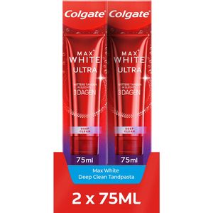 Colgate Max White Ultra Deep Clean Whitening Tandpasta - 2 x 75 ml - Voor Witte Tanden - Voordeelverpakking