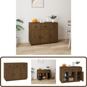 vidaXL Dressoir 100x40x75 cm massief grenenhout honingbruin