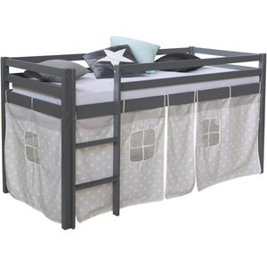Hoogslaper 90 x 200 cm met valbeveiliging en ladder voor kinderkamer