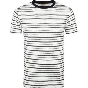 Dstrezzed - T-shirt Reversed Strepen Wit - Heren - Maat XL - Modern-fit