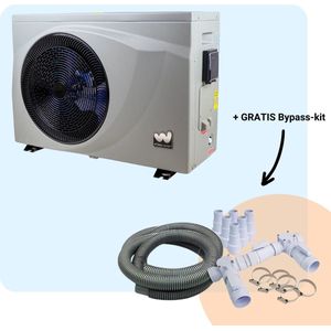 W'eau Full Inverter Zwembad Warmtepomp - Zwembad Verwarming - Pool Heater - Energiezuinig - Warmtepomp - Elektrisch - 10,5kW - Staal - Grijs - Incl. gratis Bypass kit