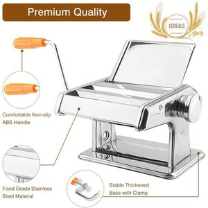 Handmatige pastamachine met 2 noedelrollers voor verse spaghetti, fettuccine en lasagne