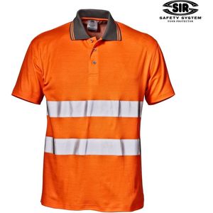 SIR SAFETY MISTRAL HiVis Oranje Polo - Werkpolo Hi Vis Reflecterende banden Bouw Wegwerkzaamheden Fietsen