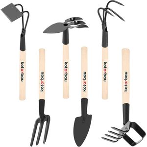 Complete 6-delige Tuingereedschapsset voor Mini Tuinonderhoud - Mini Fork, Hark, Spade en Meer