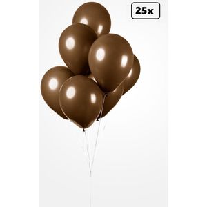 25x Ballon choco bruin 30cm - Festival feest party verjaardag landen helium lucht thema