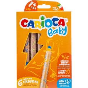 Carioca kleurpotlood Baby 3-in-1, geassorteerde kleuren, 6 stuks in een kartonnen etui 24 stuks